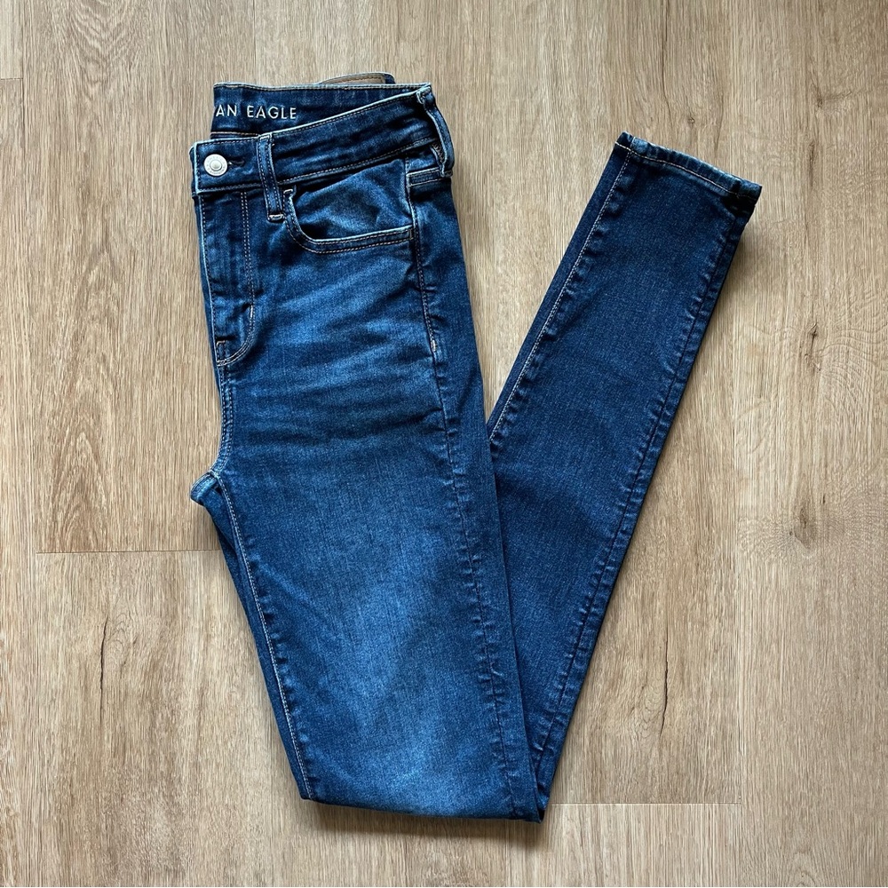 American eagle blue skinny jeans size 4 XLONG